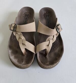 Mephisto Helen Flip Flop Leather Sandals Tan Size 6